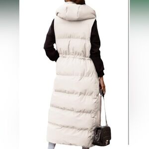 NWT Long quilted hoodie maxi length sleeveless puffer vest winter outerwear